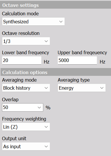 Synthesized on-device Octave analysis with 50 percent overlap