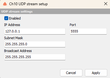 Ch10 UDP stream setup window