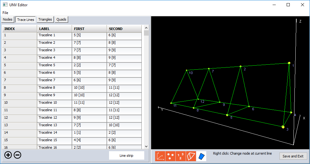 GeometryDisplay_UNV Editor_Trace
lines